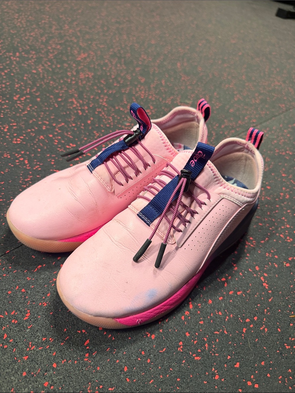 Women’s Pink Slip-On Casual Sneakers with Navy Accents